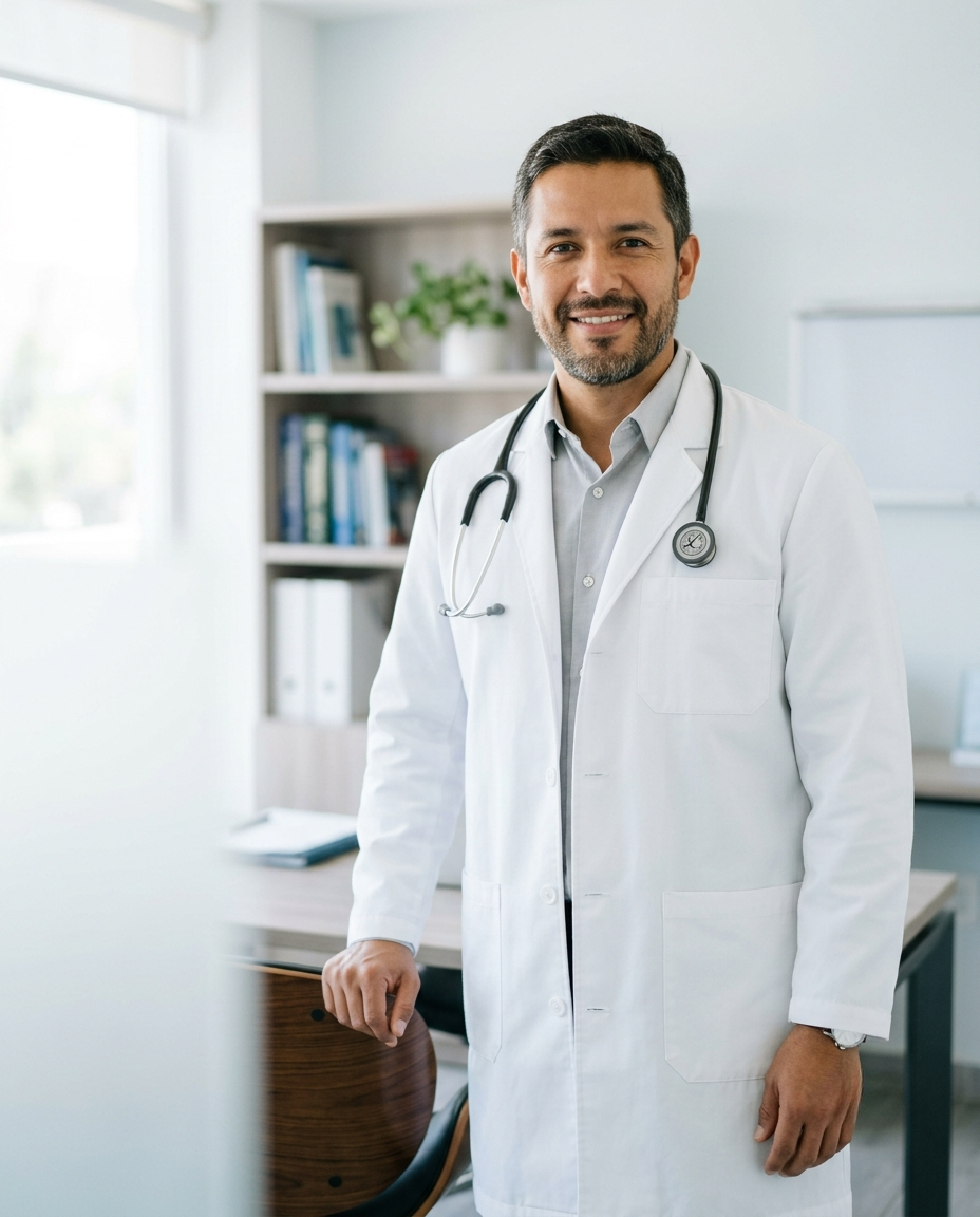 Médico revisando su presencia digital con Konsulto+